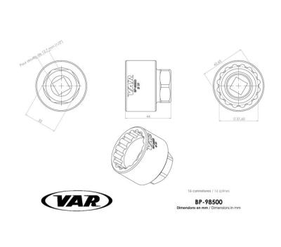 VAR Innenlagerwerkzeug BP-98500 SHIMANO XTR BB-93, DURA-ACE BB-9000, STEPS 39 mm Produktbild 1