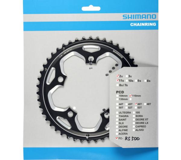 SHIMANO Kettenblatt FC-RS500 46 Z&auml;hne Schwarz